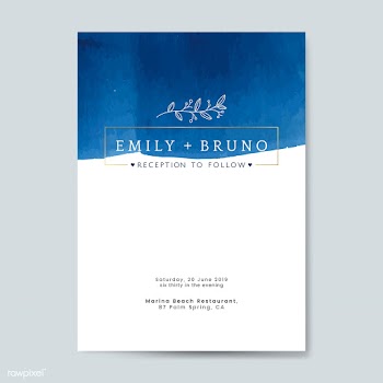 Blue wedding invitation card vector | Free stock vector - 524412