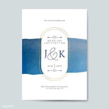 Blue wedding invitation card vector | Free stock vector - 524416