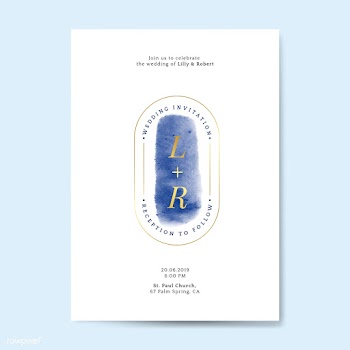 Blue wedding invitation card vector | Free stock vector - 524427