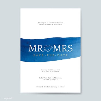 Blue wedding invitation card vector | Free stock vector - 524448