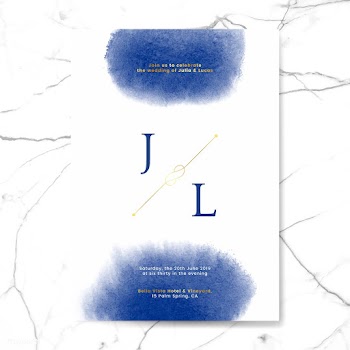 Blue wedding invitation card vector | Free stock vector - 524476