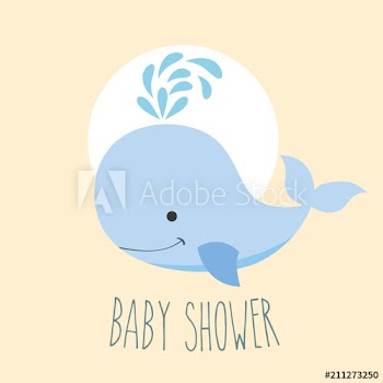 blue whale boy baby shower card