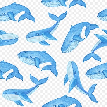 Blue whale Pattern - Drawing Whale Tile 