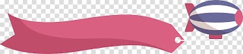 Blue, white and pink zeppelin with signage art, Red ribbon, Airship ribbon title box transparent background PNG clipart