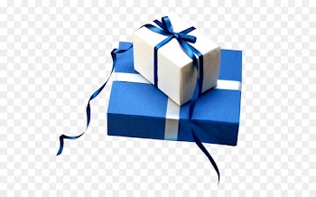 Blue white gift box Free to pull the material 