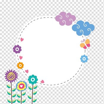 Blue, white, pink, and purple floral boarder, clouds border transparent background PNG clipart