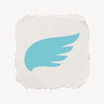Blue wing icon, ripped paper | Free Icons - rawpixel