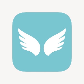 Blue wings icon, flat graphic | Free Icons - rawpixel