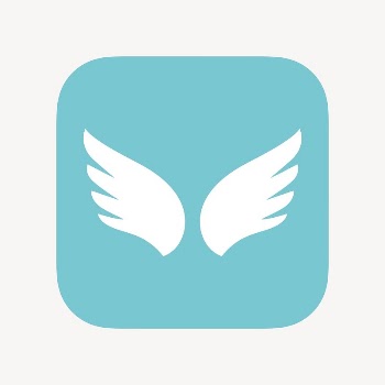 Blue wings icon, flat graphic | Free Icons - rawpixel
