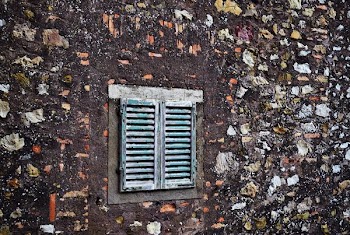 blue wooden window frame