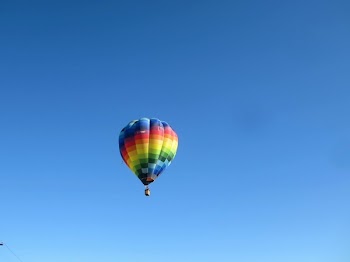 Blue, Yellow, and Green Hot Air Balloon
