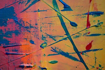 Blue, Yellow, and Red Spattered Painting