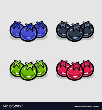 blueberry cartoon with four color different