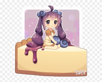 Blueberry Cheesecake By Dav-19 - Chibi Anime Girl Food