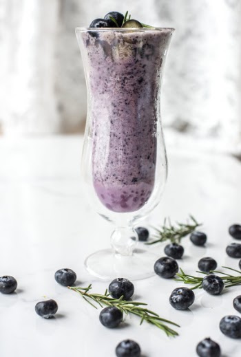 Blueberry Shake in Clear Footed Drinking Glass