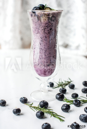 Blueberry smoothie close up shot