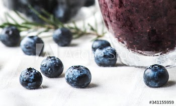 Blueberry smoothie close up shot