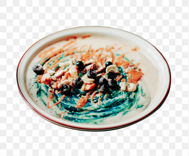 Blueberry spirulina overnight oats png | Free PNG - rawpixel