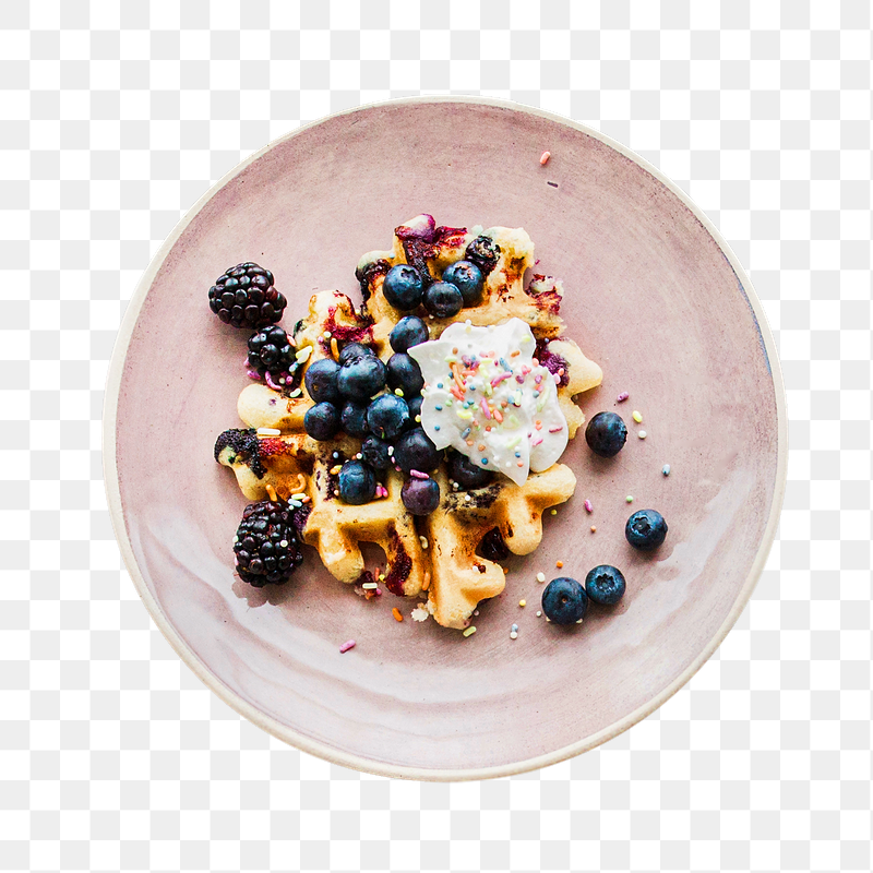 Blueberry waffles breakfast png sticker, | Free PNG - rawpixel
