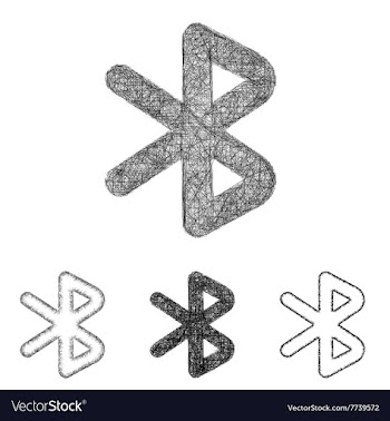 Bluetooth icon set - sketch line art vector image