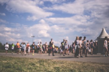 Blurred people walking