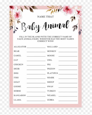 Blush Floral Baby Shower Game Name That Animal By Littlesizzle - Baby Shower Emoji Game