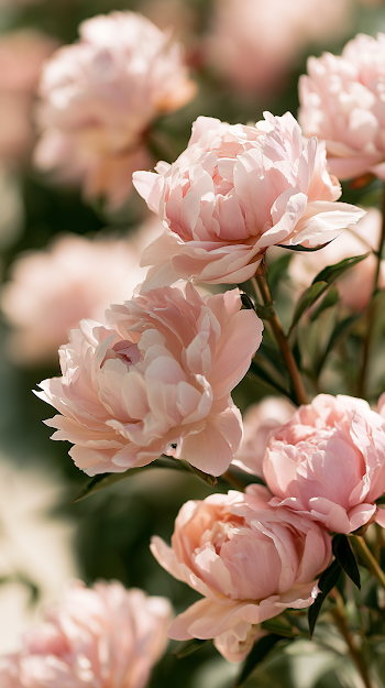 Blush Pink Peony Roses in Full Bloom