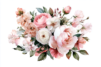 Blush Pink Watercolor Floral Bouquet