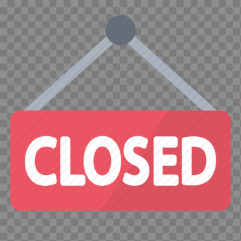 Board, closed, notice, red, sign, store icon