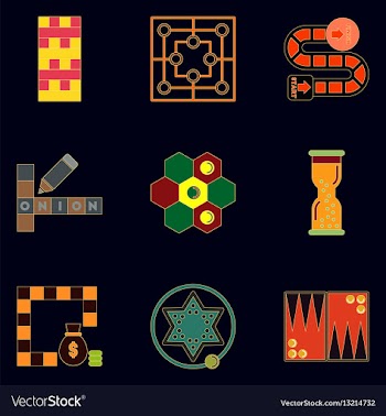 Board games icons set table games for kids vector image