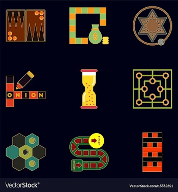 Board games icons set table games for kids vector image