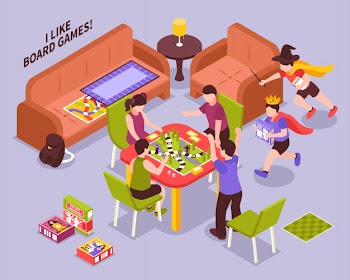 Board games kids isometric illustration Free Vector