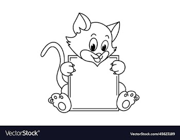 board template with cute cat cartoon characters