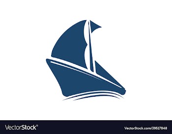 boat and ship logo design with open curtain