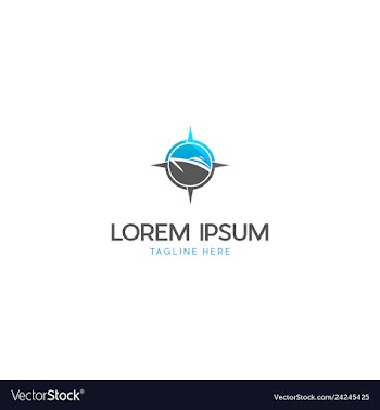 Boat in compass circle logo design vector image