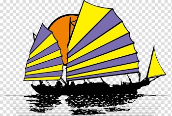 Boat Junk , Colored sails transparent background PNG clipart