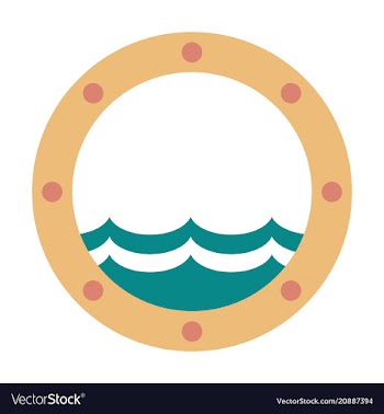 Boat round porthole seascape metal ship porthole vector image
