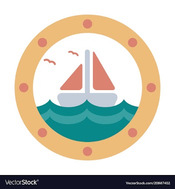 Boat round porthole seascape metal ship porthole vector image