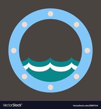 Boat round porthole seascape metal ship porthole vector image