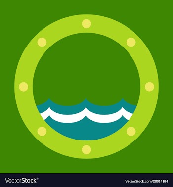 Boat round porthole seascape metal ship porthole vector image