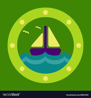 Boat round porthole seascape metal ship porthole vector image