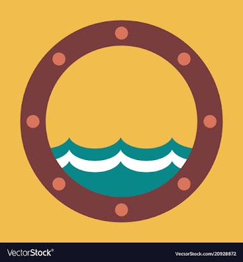 Boat round porthole seascape metal ship porthole vector image