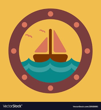 Boat round porthole seascape metal ship porthole vector image