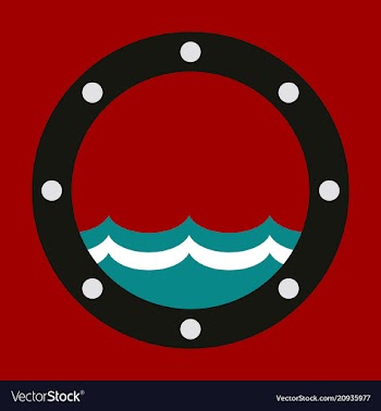 Boat round porthole seascape metal ship porthole vector image