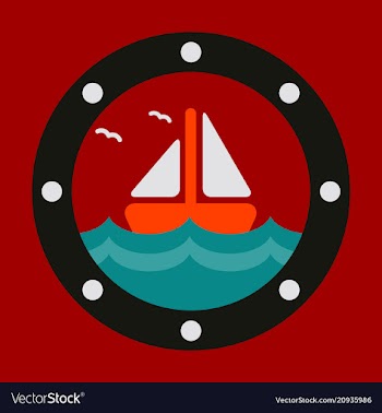 Boat round porthole seascape metal ship porthole vector image
