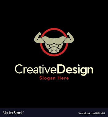 Body muscular fit in circle creative logo vector image
