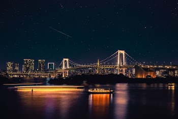 Body of Water Across Bridge during Nighttime