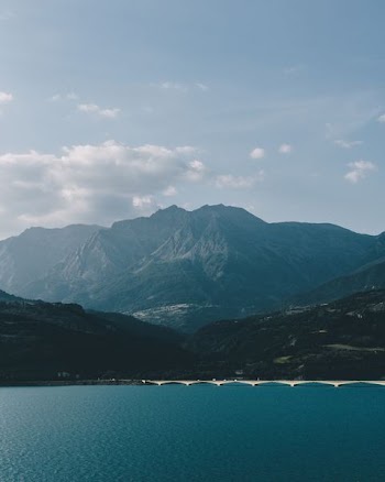 body of water and mountain