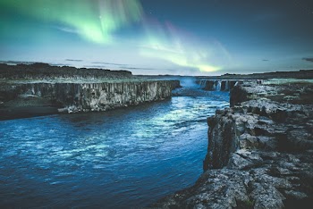 Body of Water Between Rock Formation