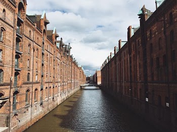 body of water surrounded by concrete structures